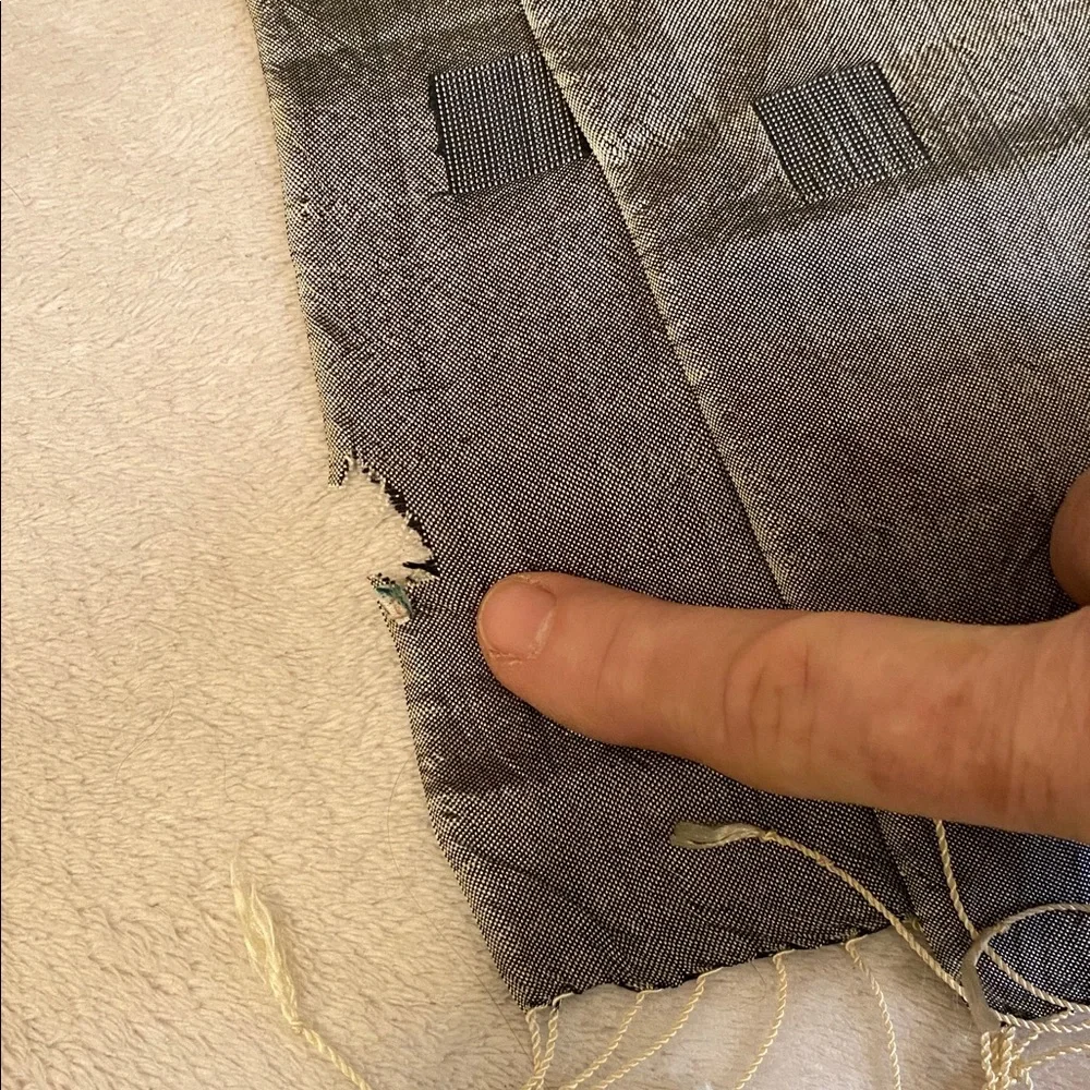 Gray ivory woven square motif silk-like long scarf 16 x 64 (fringe is 2.5 long)